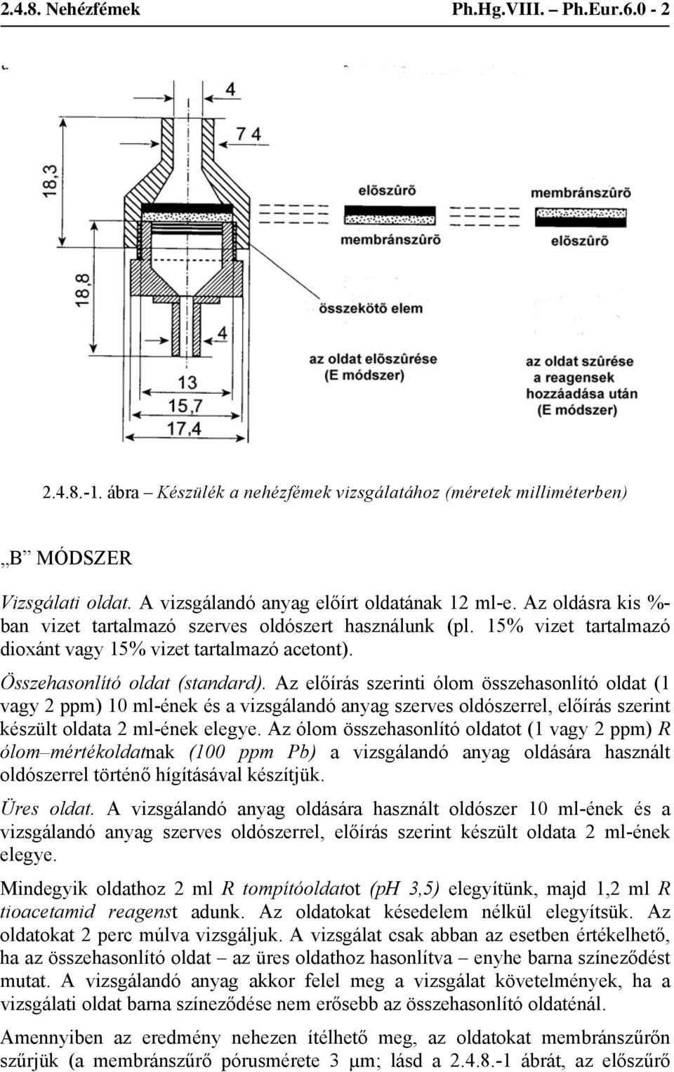 Az előírás szerinti ólom összehasonlító oldat (1 vagy 2 ppm) 10 ml-ének és a vizsgálandó anyag szerves oldószerrel, előírás szerint készült oldata 2 ml-ének elegye.