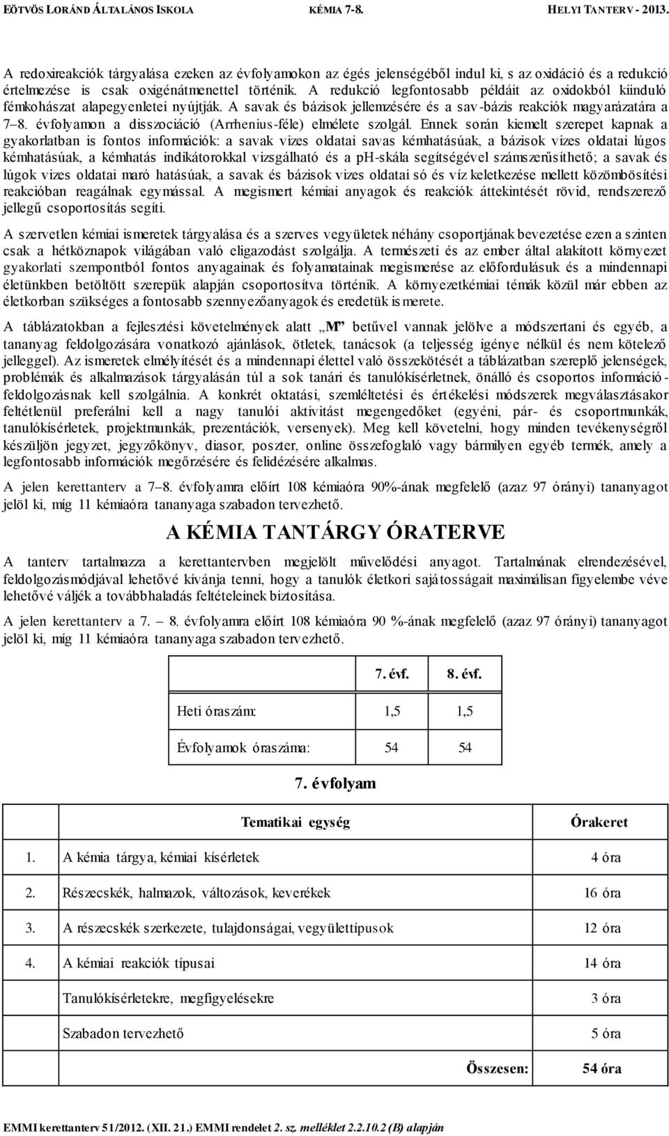 évfolyamon a disszociáció (Arrhenius-féle) elmélete szolgál.