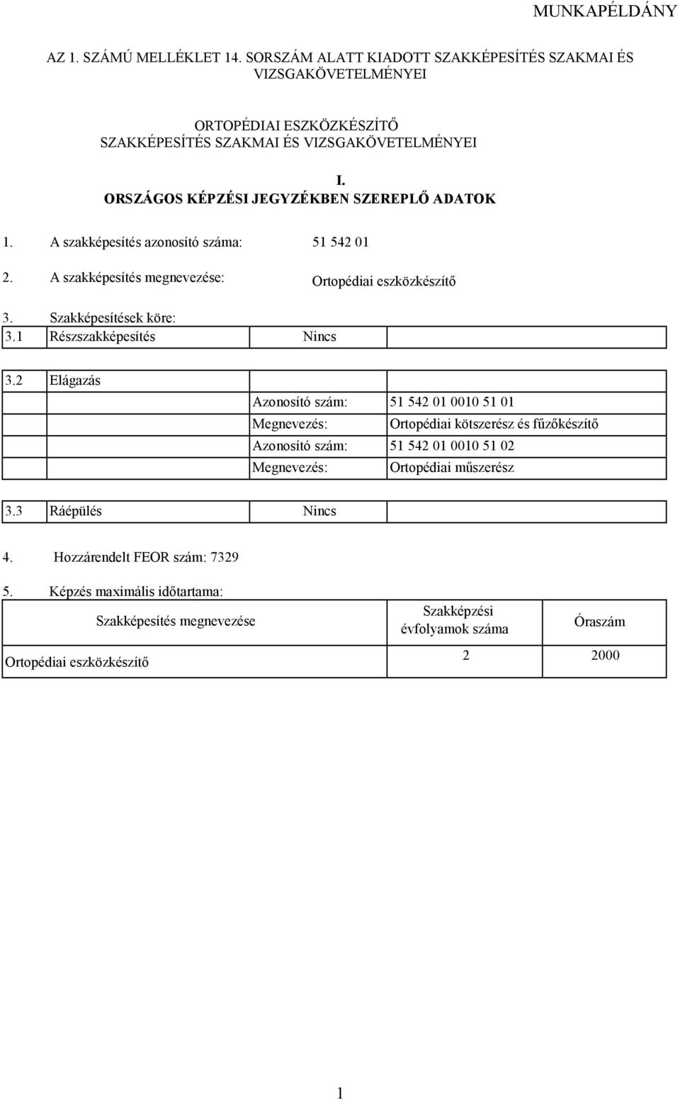 1 Részszakképesítés Nincs 3.