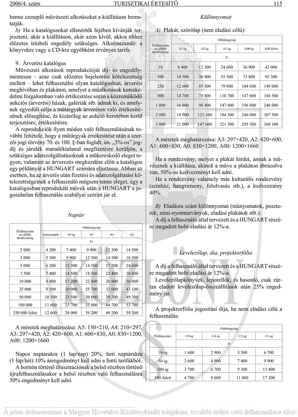 Al kal ma zan dó: a köny vek re vagy a CD-kre egyéb ként ér vé nyes ta ri fa. 9.