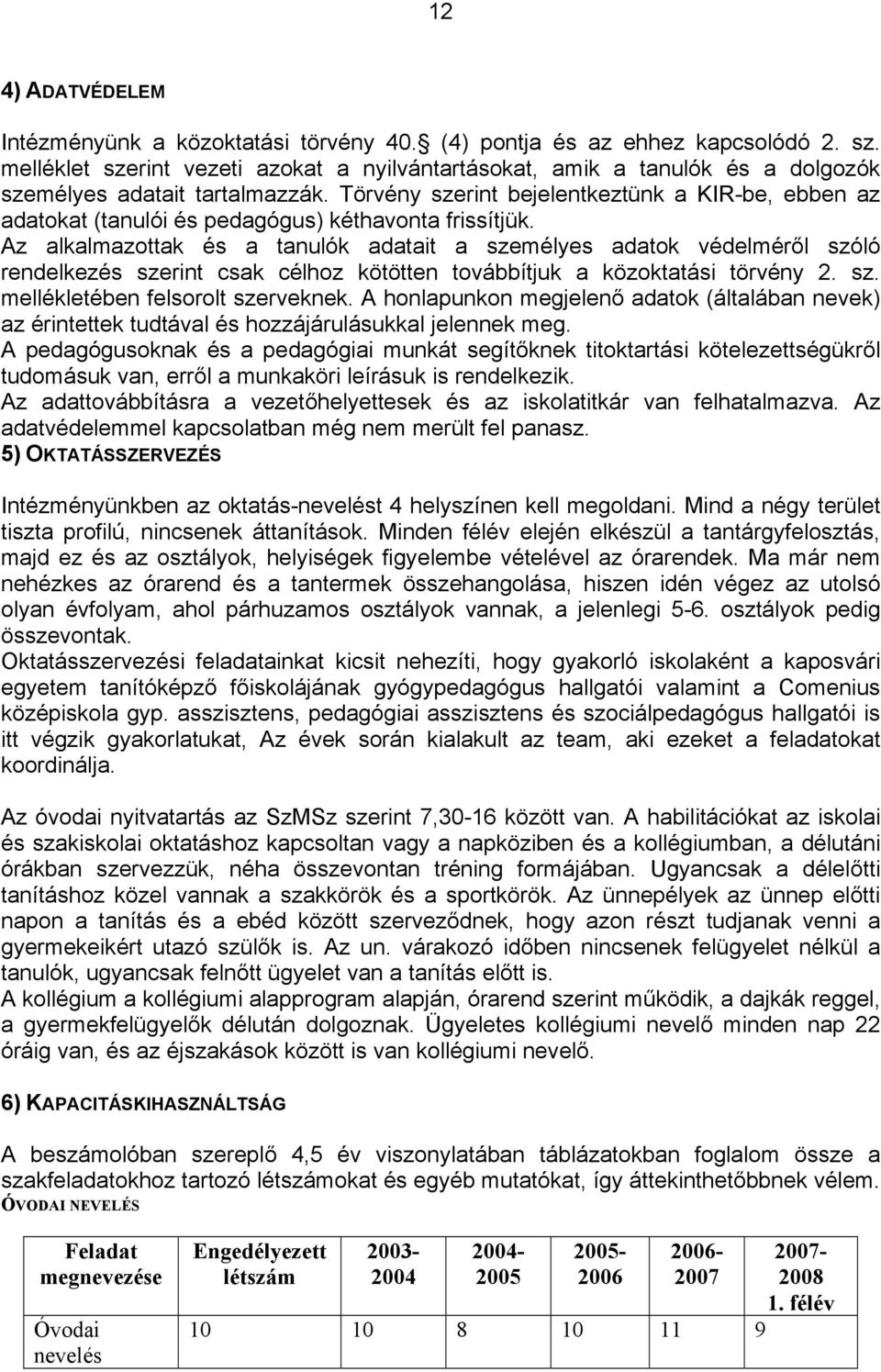 Törvény szerint bejelentkeztünk a KIR-be, ebben az adatokat (tanulói és pedagógus) kéthavonta frissítjük.