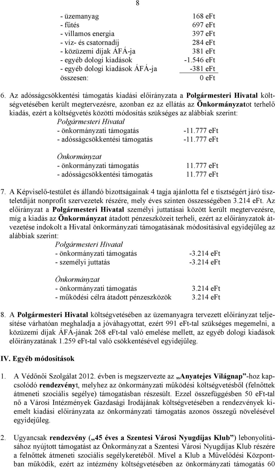 Az adósságcsökkentési támogatás kiadási előirányzata a Polgármesteri Hivatal költségvetésében került megtervezésre, azonban ez az ellátás az Önkormányzatot terhelő kiadás, ezért a költségvetés