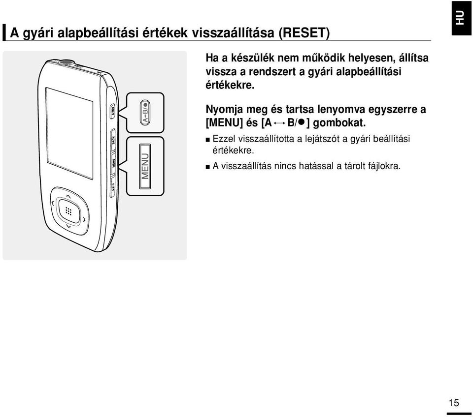 Nyomja meg és tartsa lenyomva egyszerre a [MENU] és [A B/ ] gombokat.