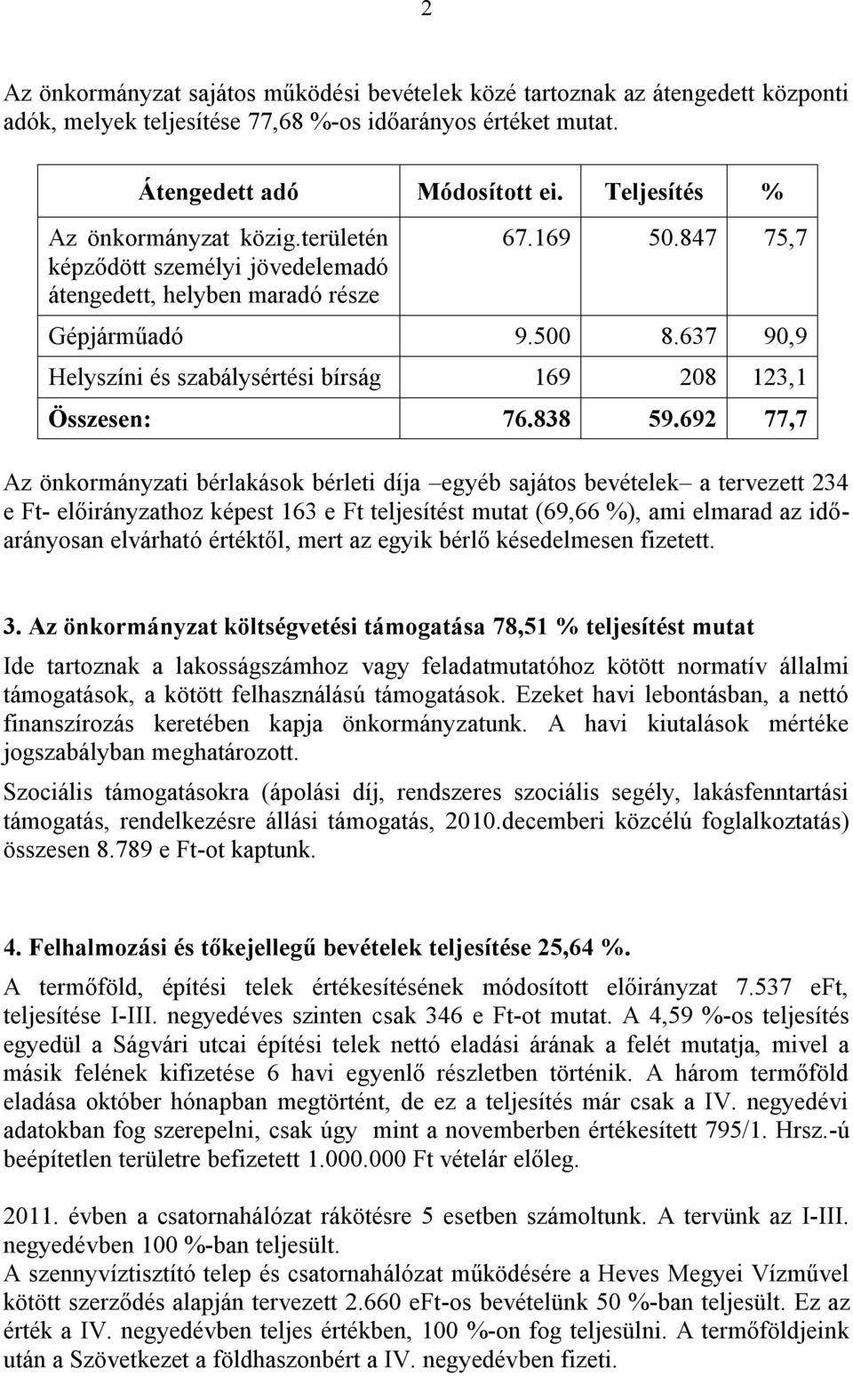 637 90,9 Helyszíni és szabálysértési bírság 169 208 123,1 Összesen: 76.838 59.