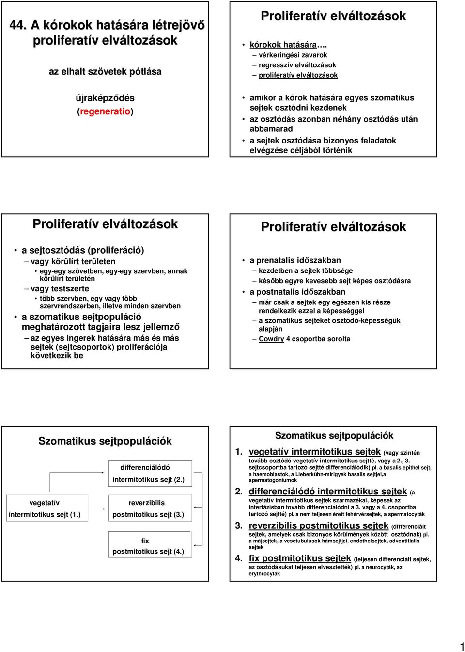 feladatok elvégzése céljából történik a sejtosztódás (proliferáció) vagy körülírt területen egy-egy szövetben, egy-egy szervben, annak körülírt területén vagy testszerte több szervben, egy vagy több