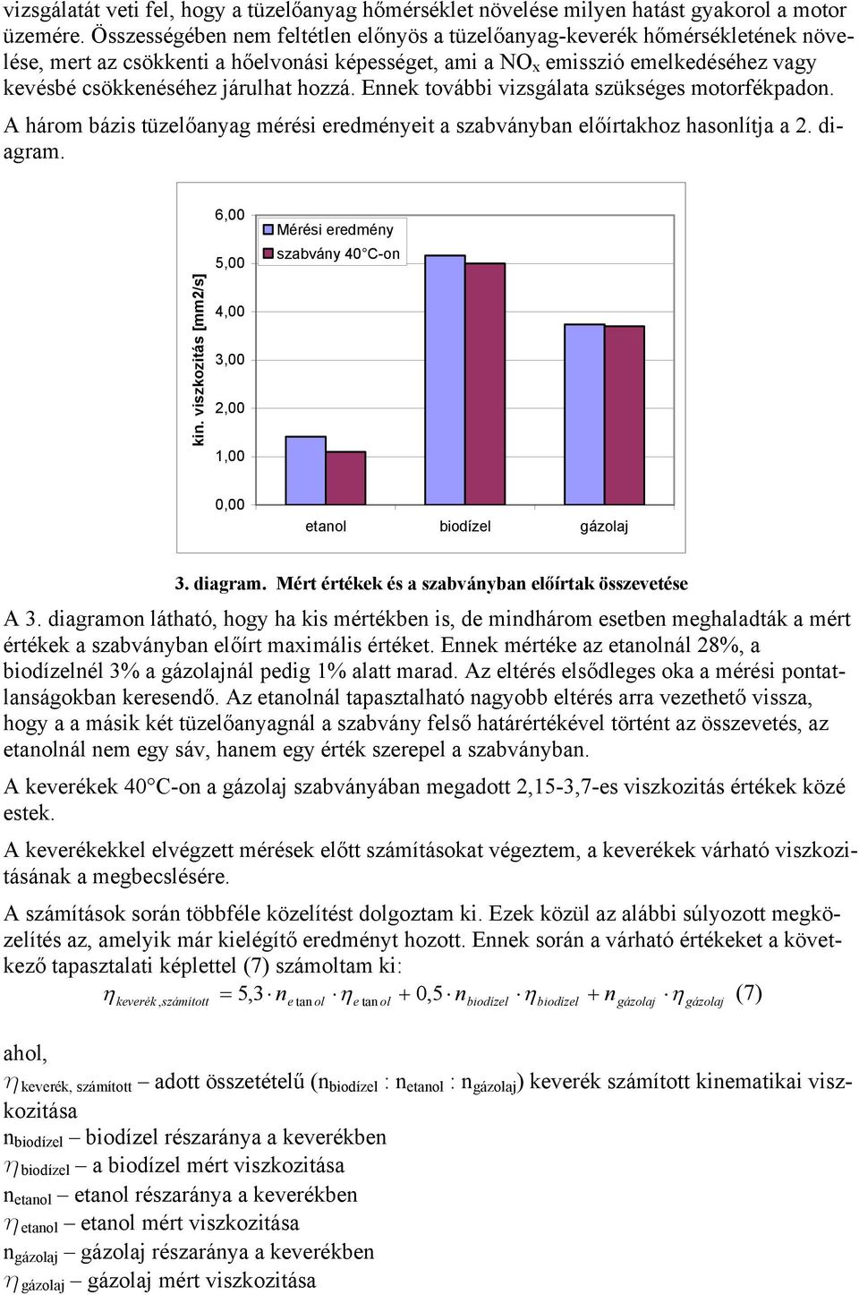 hozzá. Ennek további vizsgálata szükséges motorfékpadon. A három bázis tüzelőanyag mérési eredményeit a szabványban előírtakhoz hasonlítja a 2. diagram. kin.