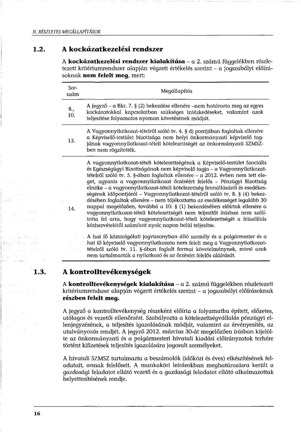 (2) bekezdése ellenére -nem határozta meg az egyes kockázatokkal kapcsolatban szükséges intézkedéseket, valamint azok teljesítése folyamatos nyomon követésének módját.