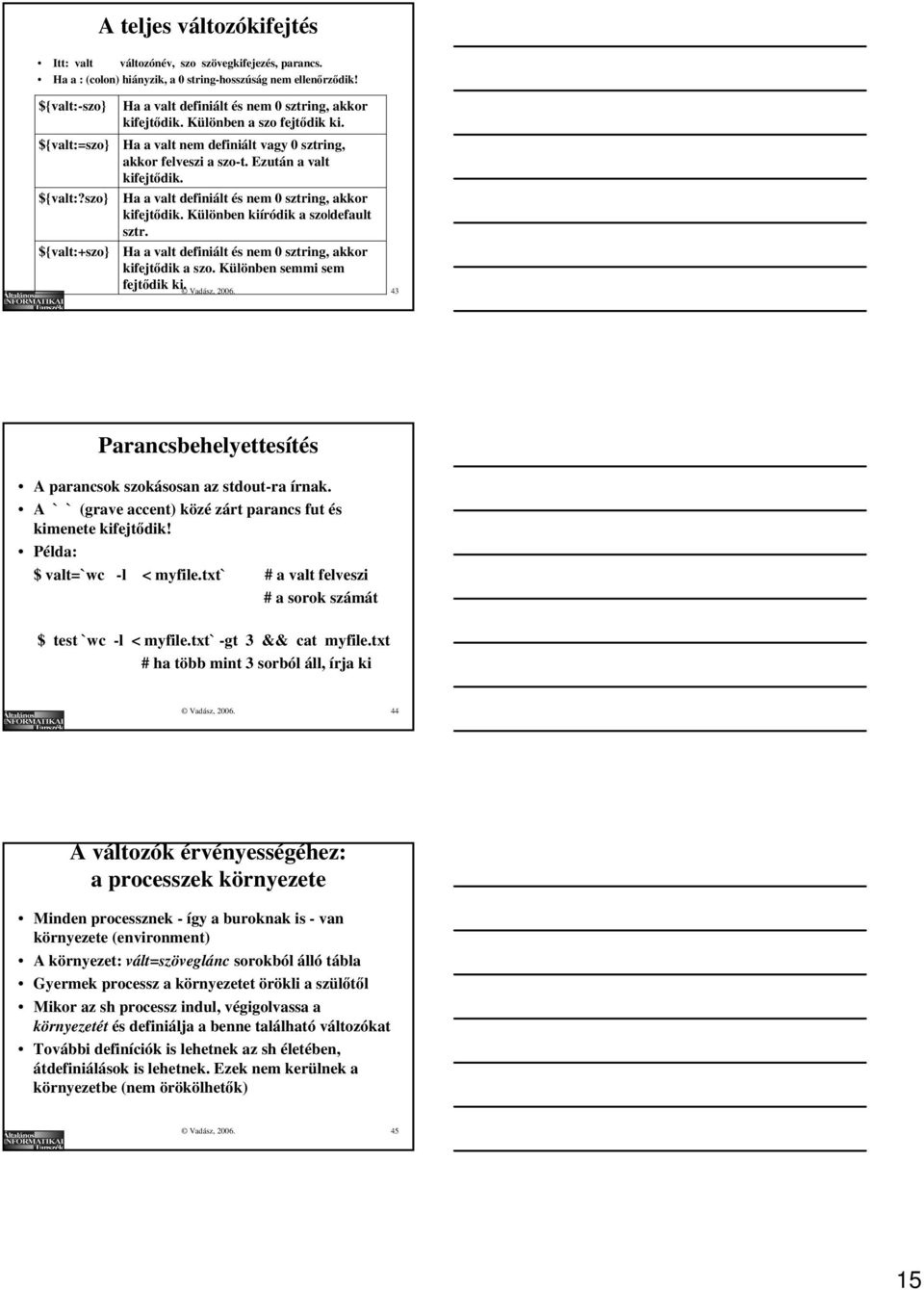 Ha a valt definiált és nem 0 sztring, akkor kifejtődik. Különben kiíródik a szo default sztr. Ha a valt definiált és nem 0 sztring, akkor kifejtődik a szo. Különben semmi sem fejtődik ki.