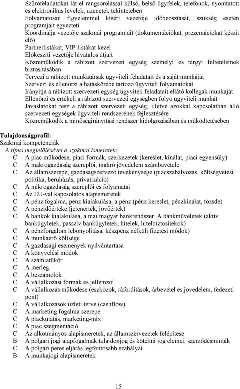 Közreműködik a rábízott szervezeti egység személyi és tárgyi feltételeinek biztosításában Tervezi a rábízott munkatársak ügyviteli feladatait és a saját munkáját Szervezi és ellenőrzi a hatáskörébe