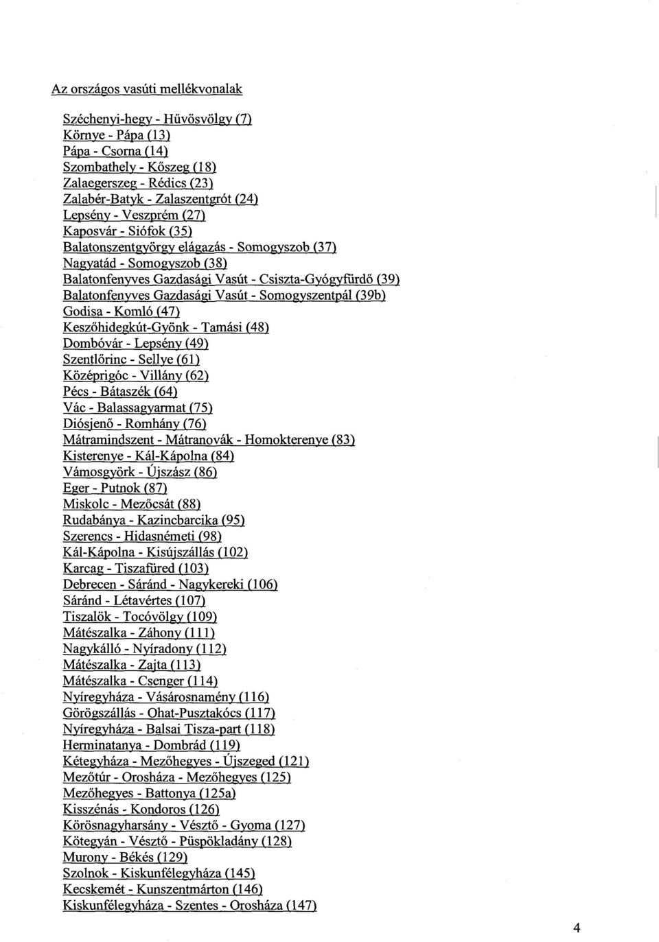 (39b ) Godisa Komló (47) KeszőhidegkútGyönk Tamási (48) Dombóvár Lepsény (49 ) Szentlőrinc Sellye (61 ) Középrigóc Villány (62) Pécs Bátaszék (64) Vác Balassagyarmat (75) Diósjenő Romhány (76 )