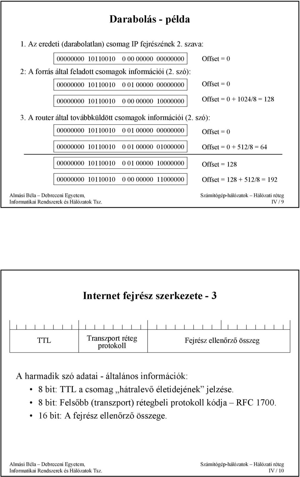 szó): 00000000 10110010 0 01 00000 00000000 Offset = 0 00000000 10110010 0 01 00000 01000000 00000000 10110010 0 01 00000 10000000 00000000 10110010 0 00 00000 11000000 Offset = 0 + 512/8 = 64 Offset