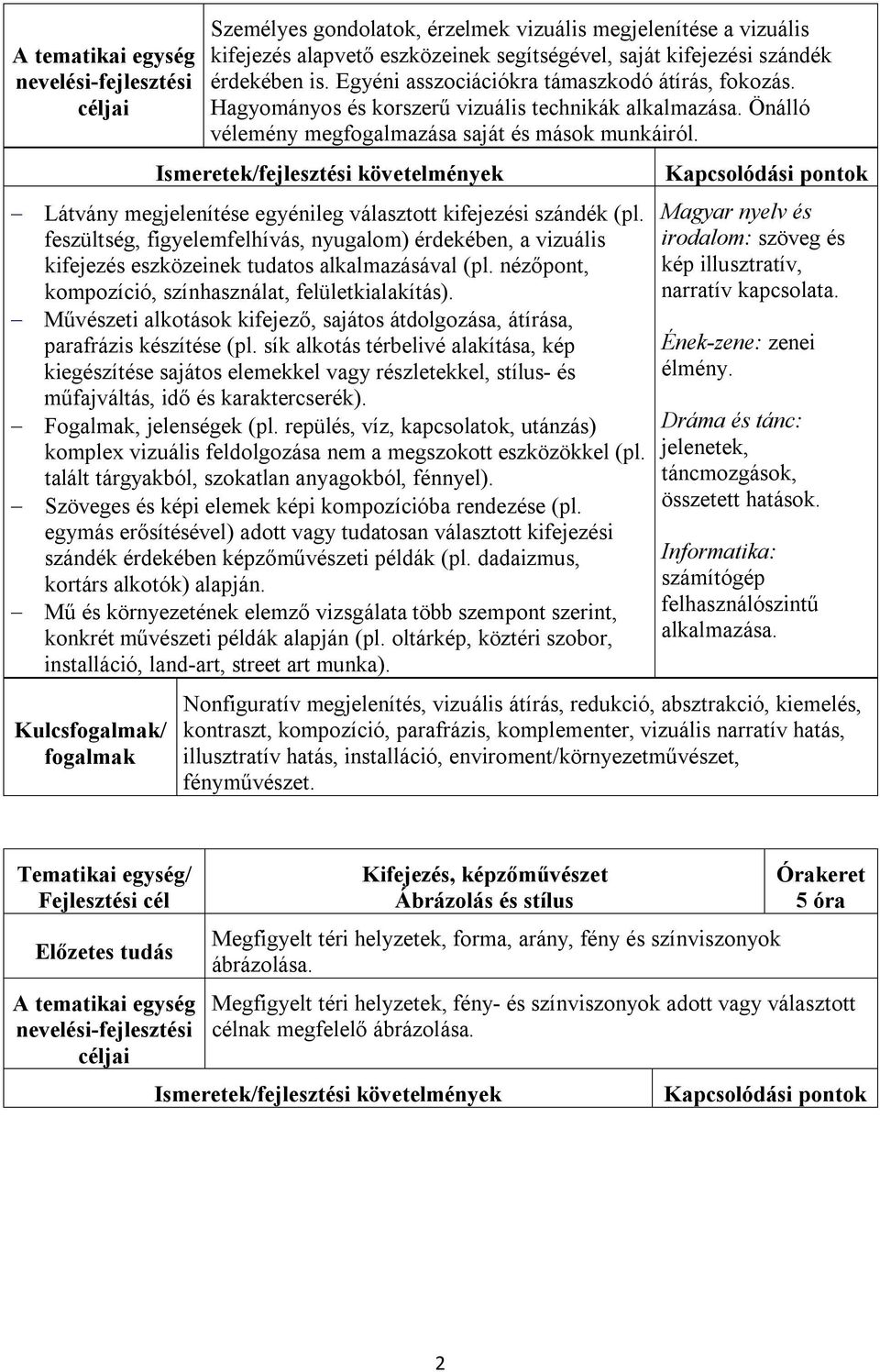 feszültség, figyelemfelhívás, nyugalom) érdekében, a vizuális kifejezés eszközeinek tudatos alkalmazásával (pl. nézőpont, kompozíció, színhasználat, felületkialakítás).