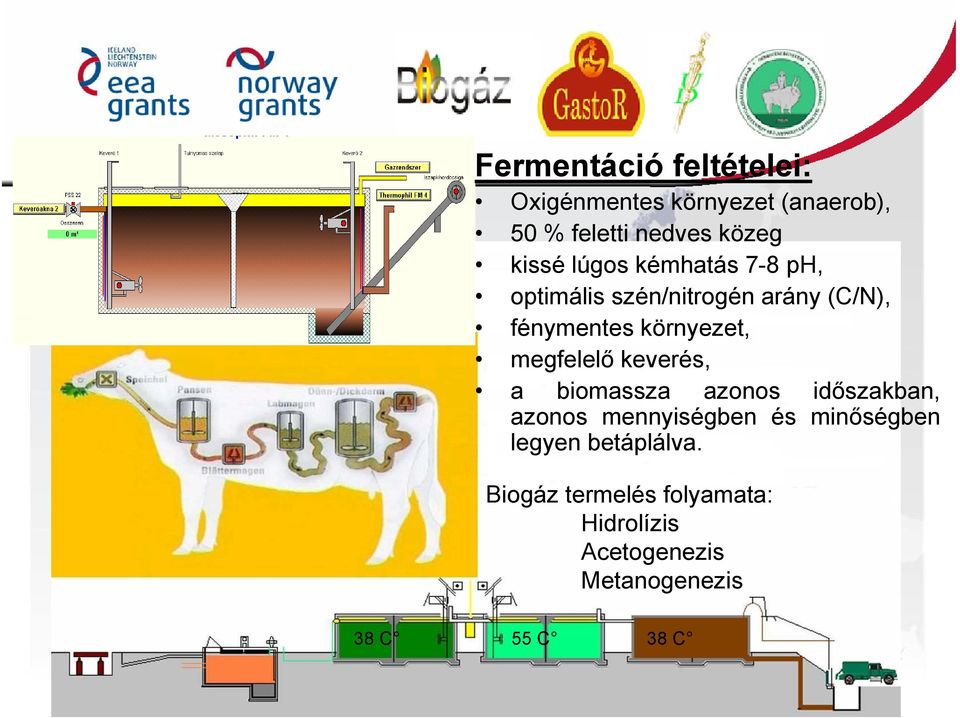 megfelelő keverés, a biomassza azonos időszakban, azonos mennyiségben és minőségben