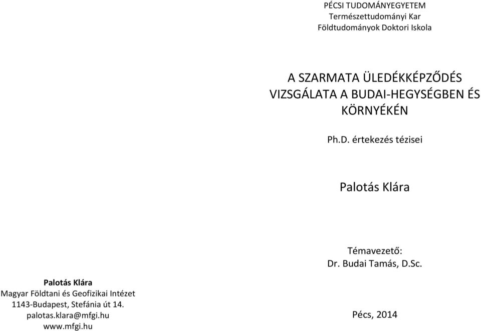 Budai Tamás, D.Sc.