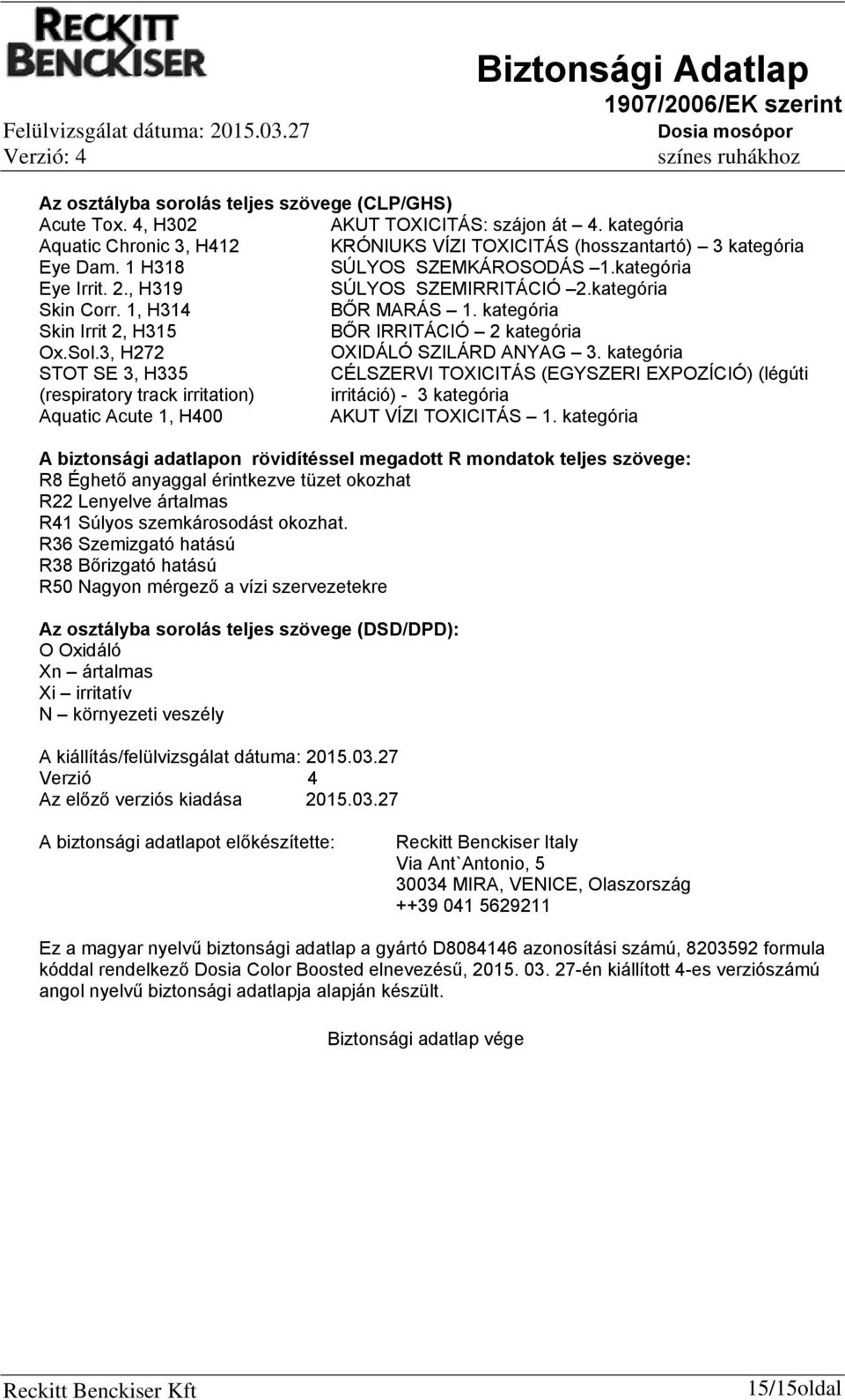 3, H272 OXIDÁLÓ SZILÁRD ANYAG 3.