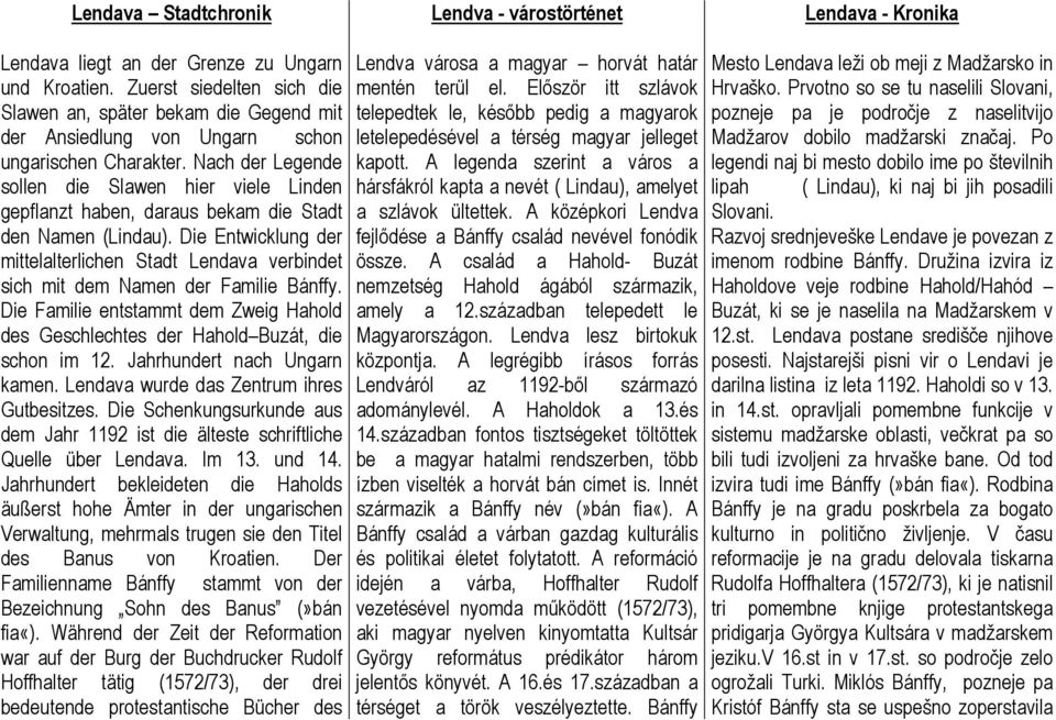 Nach der Legende sollen die Slawen hier viele Linden gepflanzt haben, daraus bekam die Stadt den Namen (Lindau).