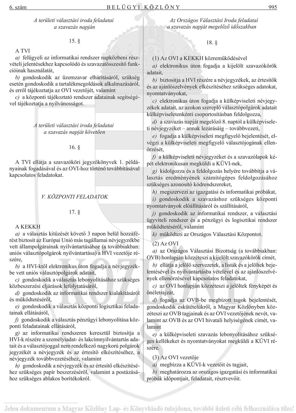 gondoskodik a tartalékmegoldások alkalmazásáról, és errõl tájékoztatja az OVI vezetõjét, valamint c) a központi tájékoztató rendszer adatainak segítségével tájékoztatja a nyilvánosságot.