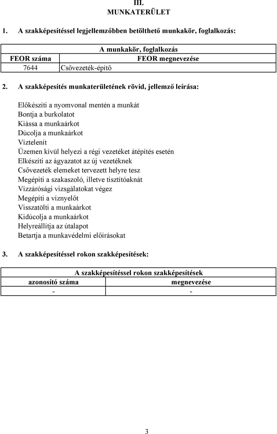 vezetéket átépítés esetén Elkészíti az ágyazatot az új vezetéknek sővezeték elemeket tervezett helyre tesz Megépíti a szakaszoló, illetve tisztítóaknát Vízzárósági vizsgálatokat végez Megépíti a