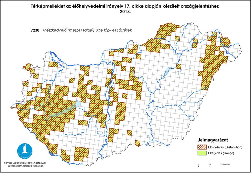 7230 Mészkedvelő (meszes talajú) üde láp- és sásrétek Jelmagyarázat