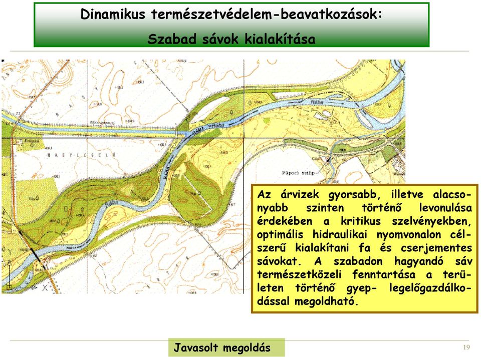 nyomvonalon célszerő kialakítani fa és cserjementes sávokat.