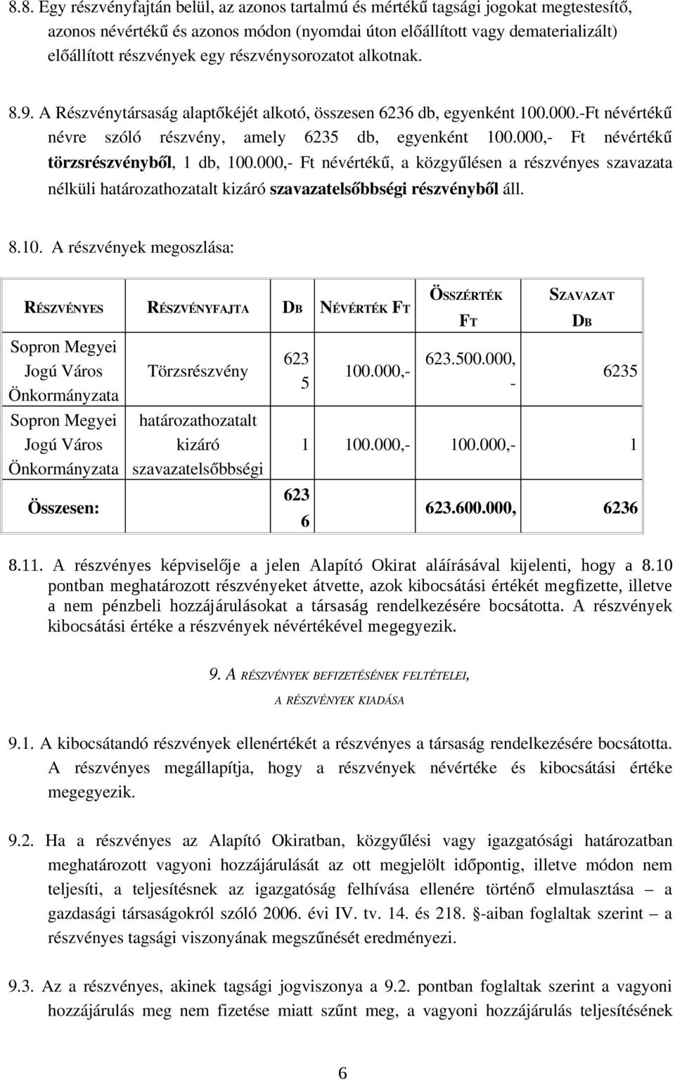 000, Ft névértékű törzsrészvényből, 1 db, 100