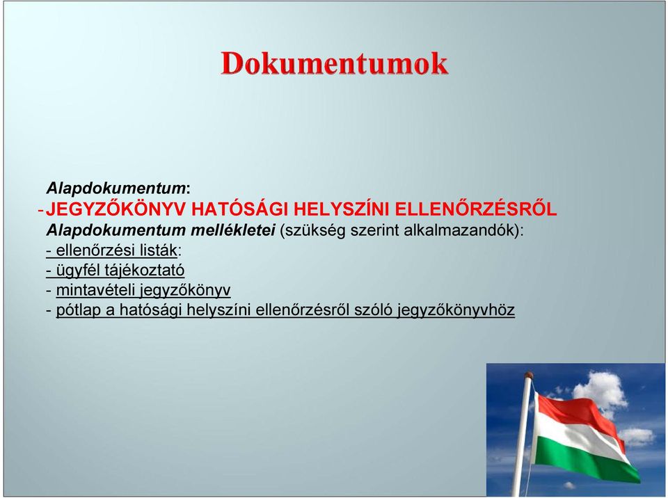 ellenőrzési listák: - ügyfél tájékoztató - mintavételi