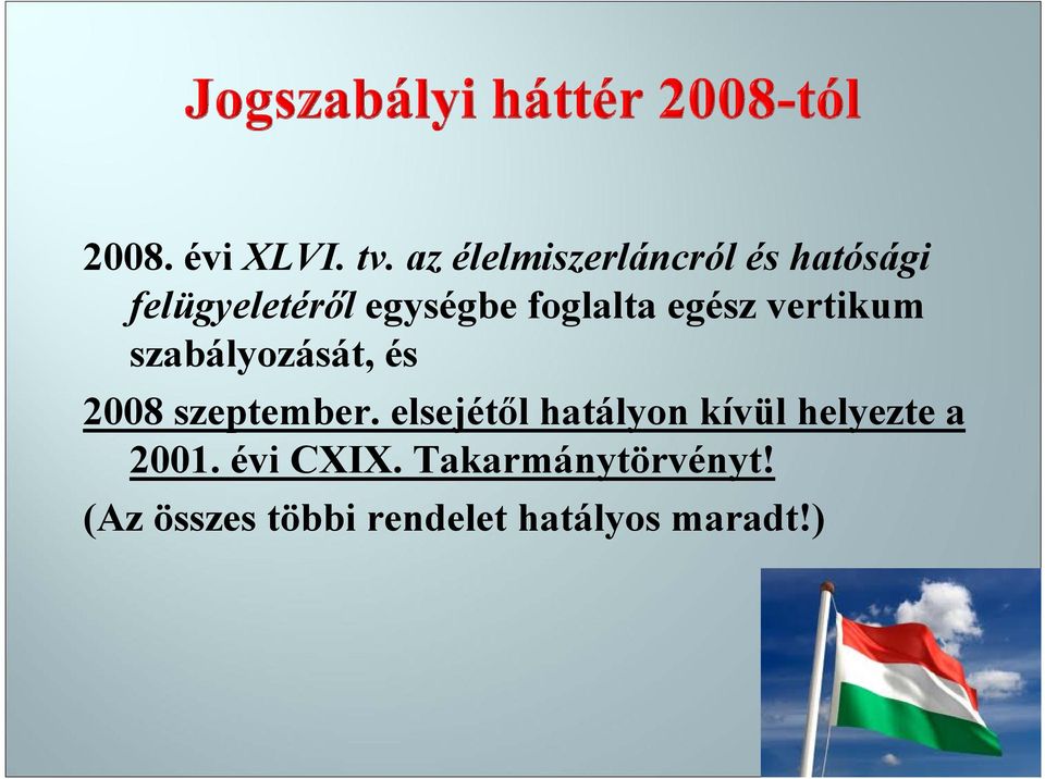 foglalta egész vertikum szabályozását, és 2008 szeptember.