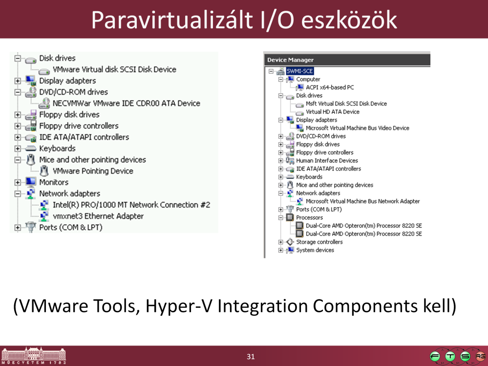 - Balra egy VMware ESXi-n futó virtuális Windows