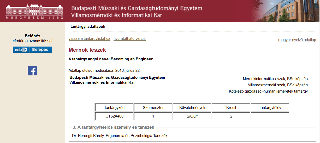 II. Képzési program,