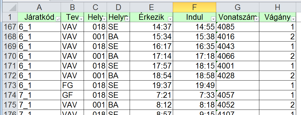 Példa Menetrend