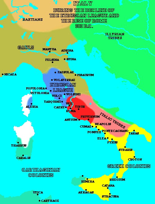 Italia Róma hegemóniájának lassú és fokozatos kialakulása lehetővé tette, ha nem is a félsziget egyesítését, de legalább valamelyes összhang megteremtését az oly elütően tarka együttesben, melynek