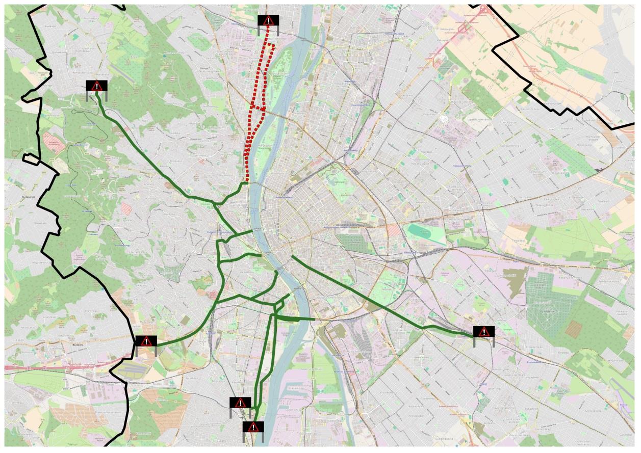 Hűvösvölgyi út - Centrum A rendszer elemei 6 db VJT