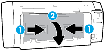 2. Ha a patrontartó nem ütközik akadályba, mozgassa a patrontartót a nyomtató jobb széléhez, és távolítsa el két kézzel az elakadt papírt. 3.