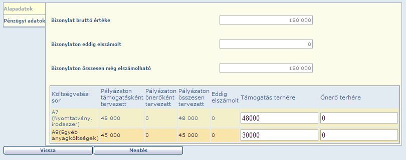 A [Bizonylat hozzárendelése] gomb megnyomása után a megjelenő képernyőn nyomja meg a [Bizonylatok listája] gombot majd a listáról válassza ki az erre a sorra elszámolni kívánt bizonylatot.