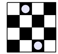 GB Botond, Berci és Bence egy-egy papírból készült sakktáblára 8-8 korongot rajzolt úgy, hogy minden sorba és minden oszlopba pontosan egy korong került.