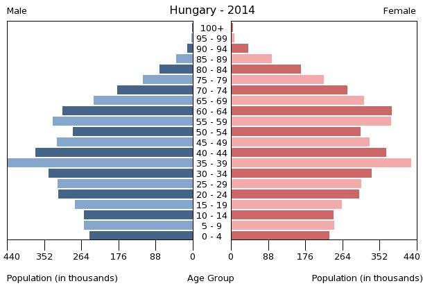 STANOVNIŠTVO Etničke skupine: Mađari 85,6 %, Romi 3,2 %, Nijemci 1,9 %, ostali 2,6 %, neopredijeljeni 14,1 %. Dobna struktura 0 14 godina 14,8 % (754.729 muškaraca / 710.