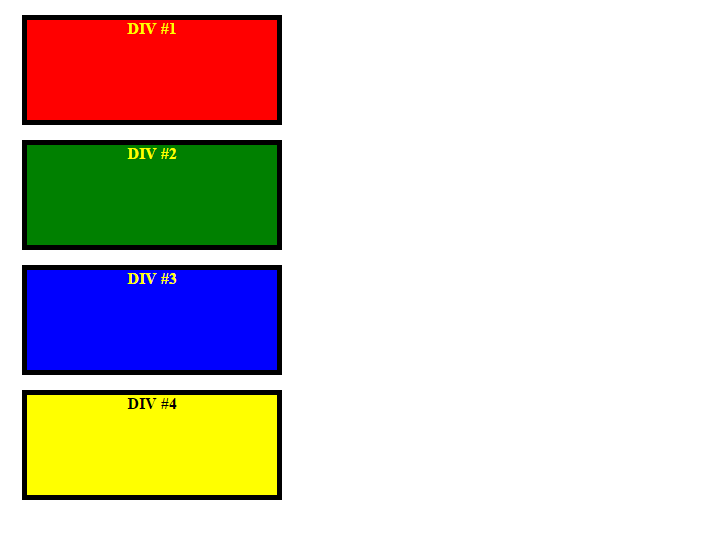 DIV#d1 { /*egyedi DIV formázása*/ background-color:red; margin-top:15px; /*margók megadása*/ margin-right:15px; margin-bottom:15px; margin-left:15px; DIV#d2 { background-color:green; margin:15px 15px