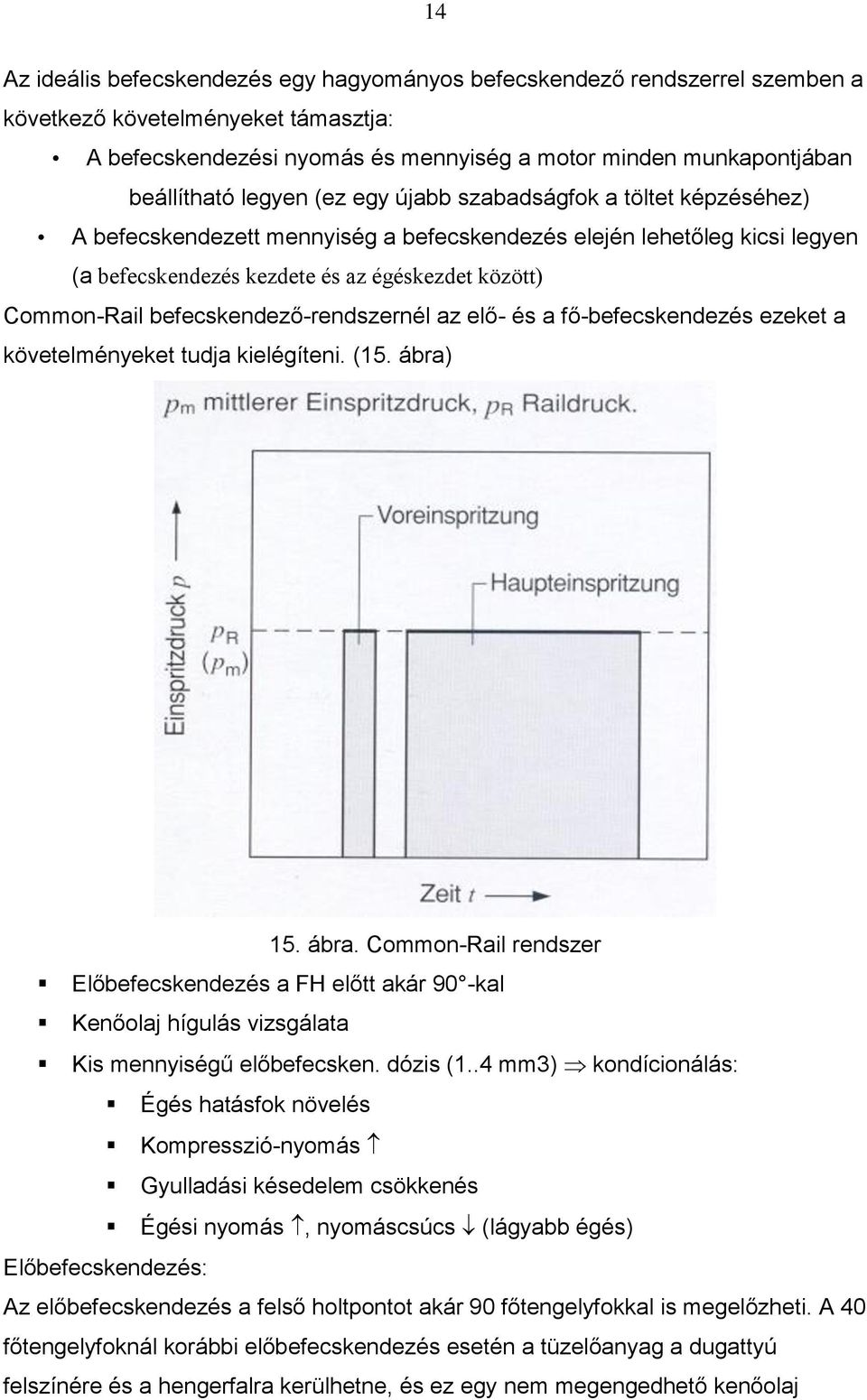 befecskendező-rendszernél az elő- és a fő-befecskendezés ezeket a követelményeket tudja kielégíteni. (15. ábra)