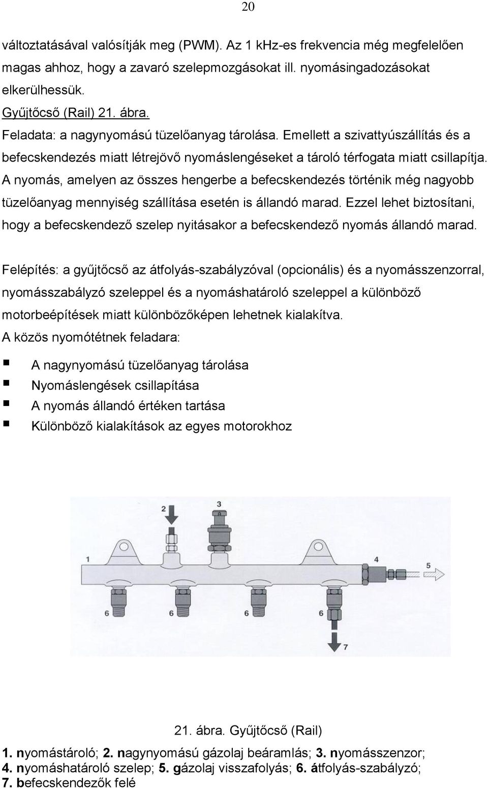 A nyomás, amelyen az összes hengerbe a befecskendezés történik még nagyobb tüzelőanyag mennyiség szállítása esetén is állandó marad.