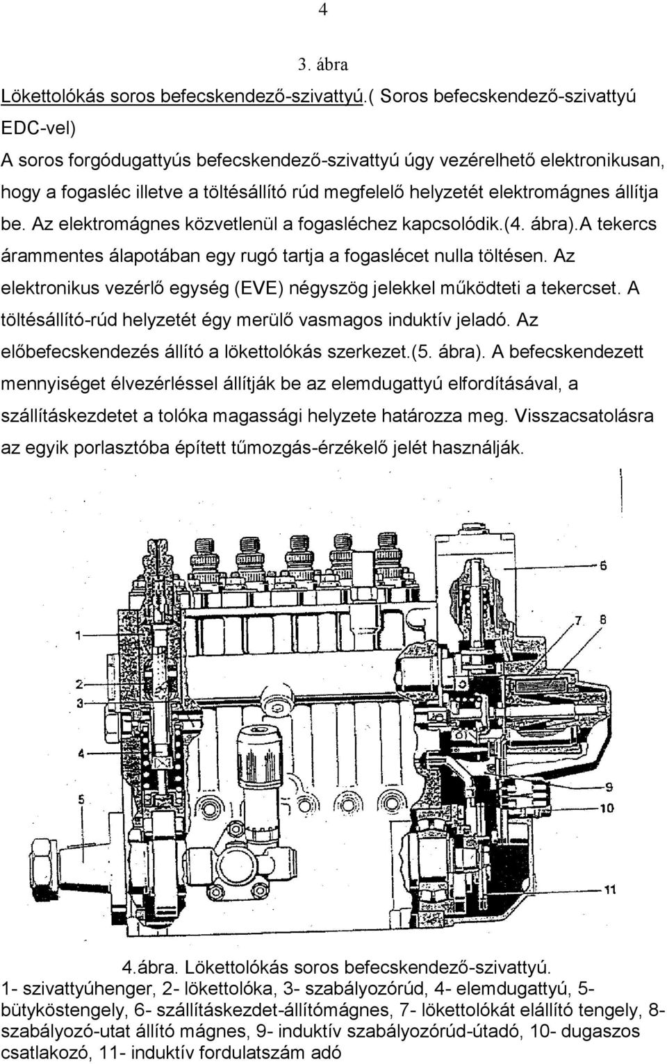 állítja be. Az elektromágnes közvetlenül a fogasléchez kapcsolódik.(4. ábra).a tekercs árammentes álapotában egy rugó tartja a fogaslécet nulla töltésen.