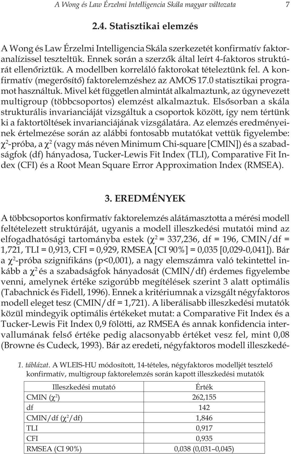 0 statisztikai programot használtuk. Mivel két független almintát alkalmaztunk, az úgynevezett multigroup (többcsoportos) elemzést alkalmaztuk.