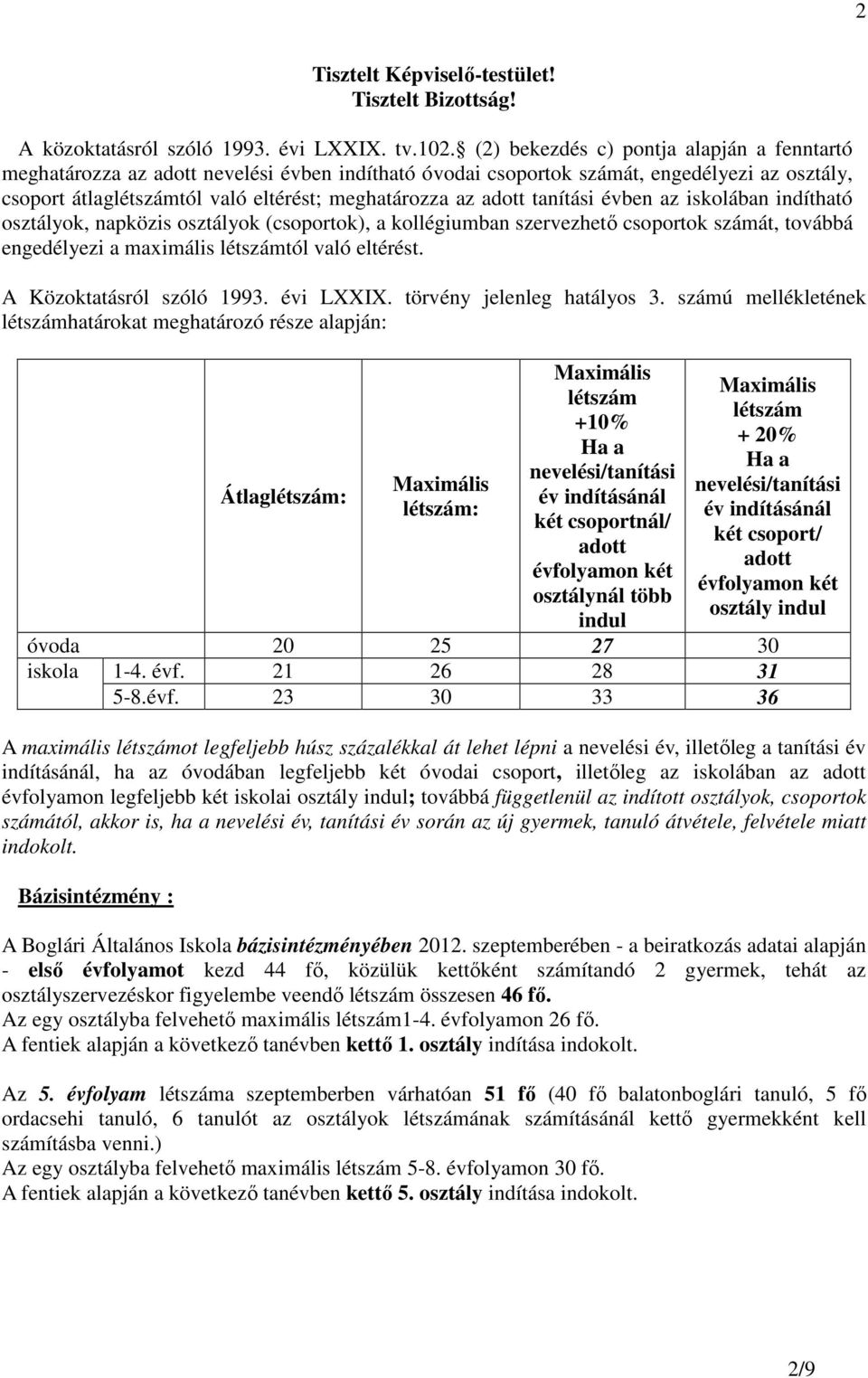 tanítási évben az iskolában indítható osztályok, napközis osztályok (csoportok), a kollégiumban szervezhetı csoportok számát, továbbá engedélyezi a maximális létszámtól való eltérést.