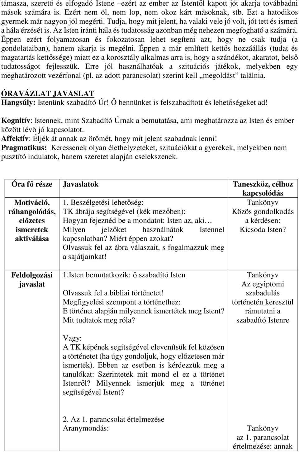 Az Isten iránti hála és tudatosság azonban még nehezen megfogható a számára. Éppen ezért folyamatosan és fokozatosan lehet segíteni azt, hogy ne csak tudja (a gondolataiban), hanem akarja is megélni.