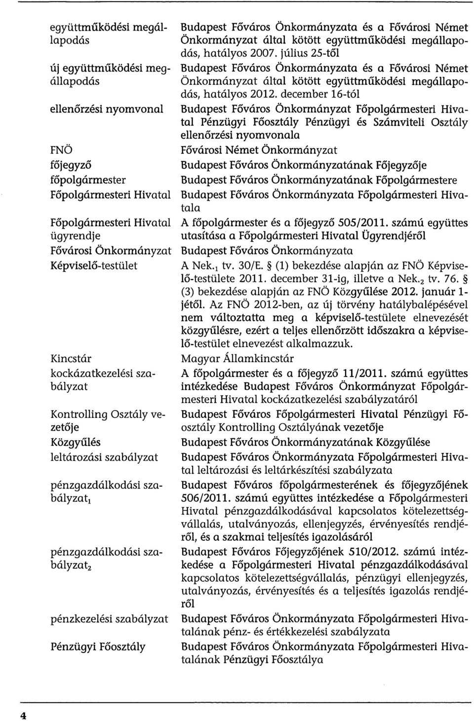 pénzgazdálkodási szabályzat2 Budapest Főváros Önkormányzata és a Fővárosi Német Önkormányzat által kötött együttműködési megállapodás, hatályos 2007.