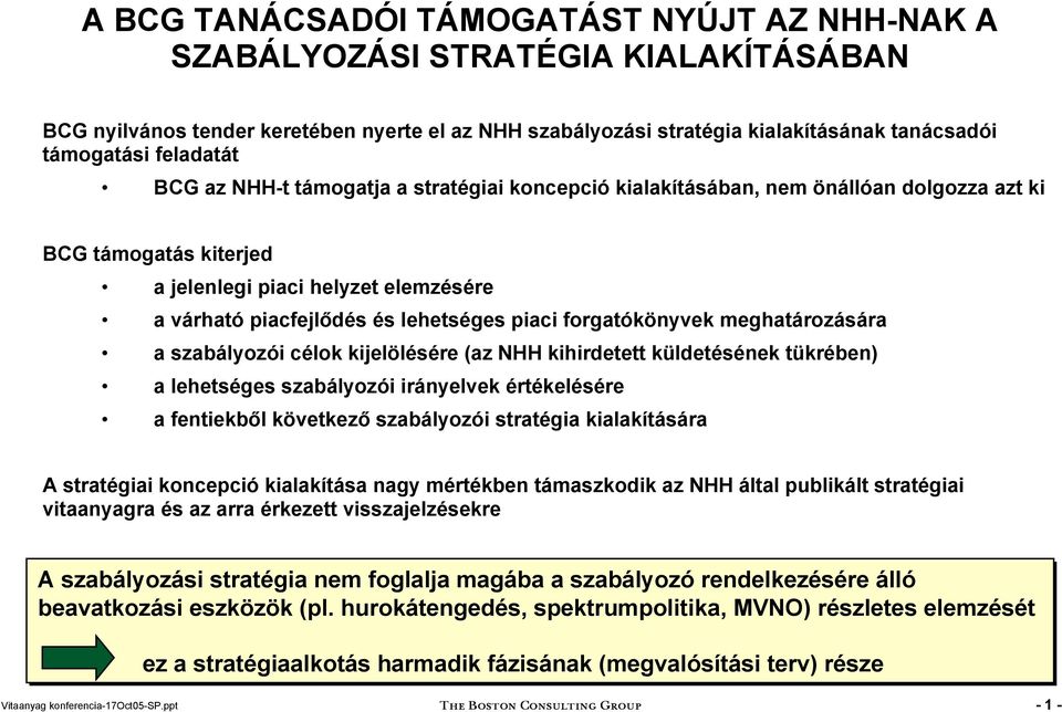 piaci forgatókönyvek meghatározására a szabályozói célok kijelölésére (az NHH kihirdetett küldetésének tükrében) a lehetséges szabályozói irányelvek értékelésére a fentiekből következő szabályozói