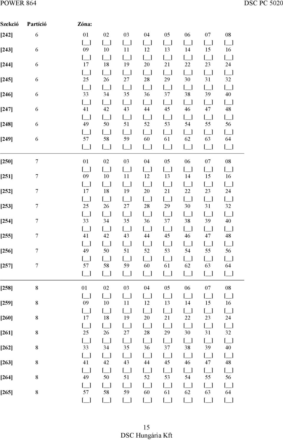 29 30 31 32 [254] 7 33 34 35 36 37 38 39 40 [255] 7 41 42 43 44 45 46 47 48 [256] 7 49 50 51 52 53 54 55 56 [257] 7 57 58 59 60 61 62 63 64 [258] 8 01 02 03 04 05 06 07 08 [259] 8 09 10 11 12 13 14