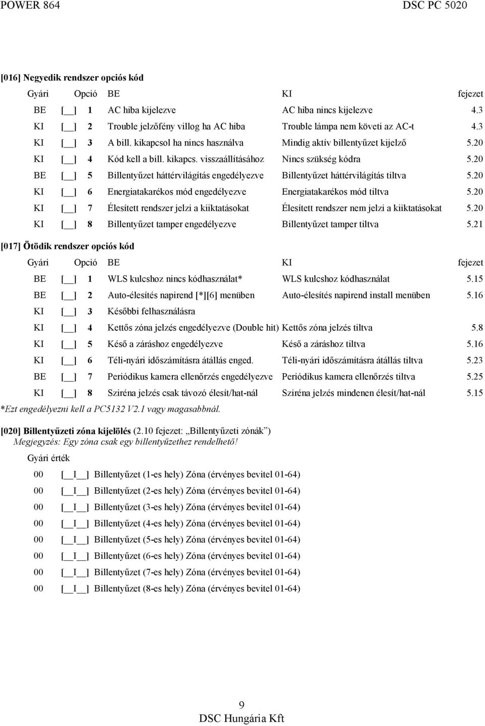 20 BE [ ] 5 Billentyűzet háttérvilágítás engedélyezve Billentyűzet háttérvilágítás tiltva 5.20 KI [ ] 6 Energiatakarékos mód engedélyezve Energiatakarékos mód tiltva 5.