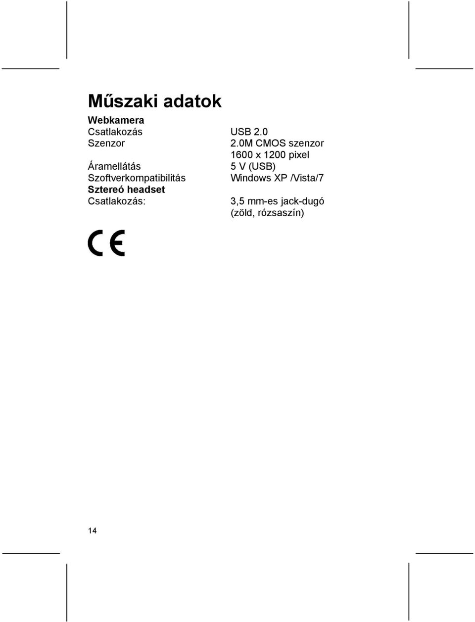 Szoftverkompatibilitás Windows XP /Vista/7 Sztereó