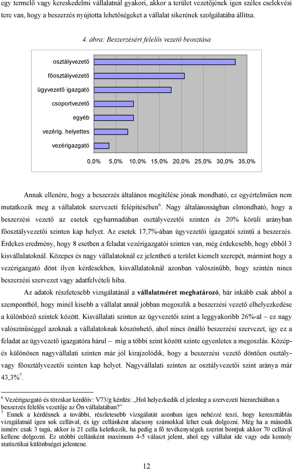 helyettes vezérigazgató 0,0% 5,0% 10,0% 15,0% 20,0% 25,0% 30,0% 35,0% Annak ellenére, hogy a beszerzés általános megítélése jónak mondható, ez egyértelműen nem mutatkozik meg a vállalatok szervezeti