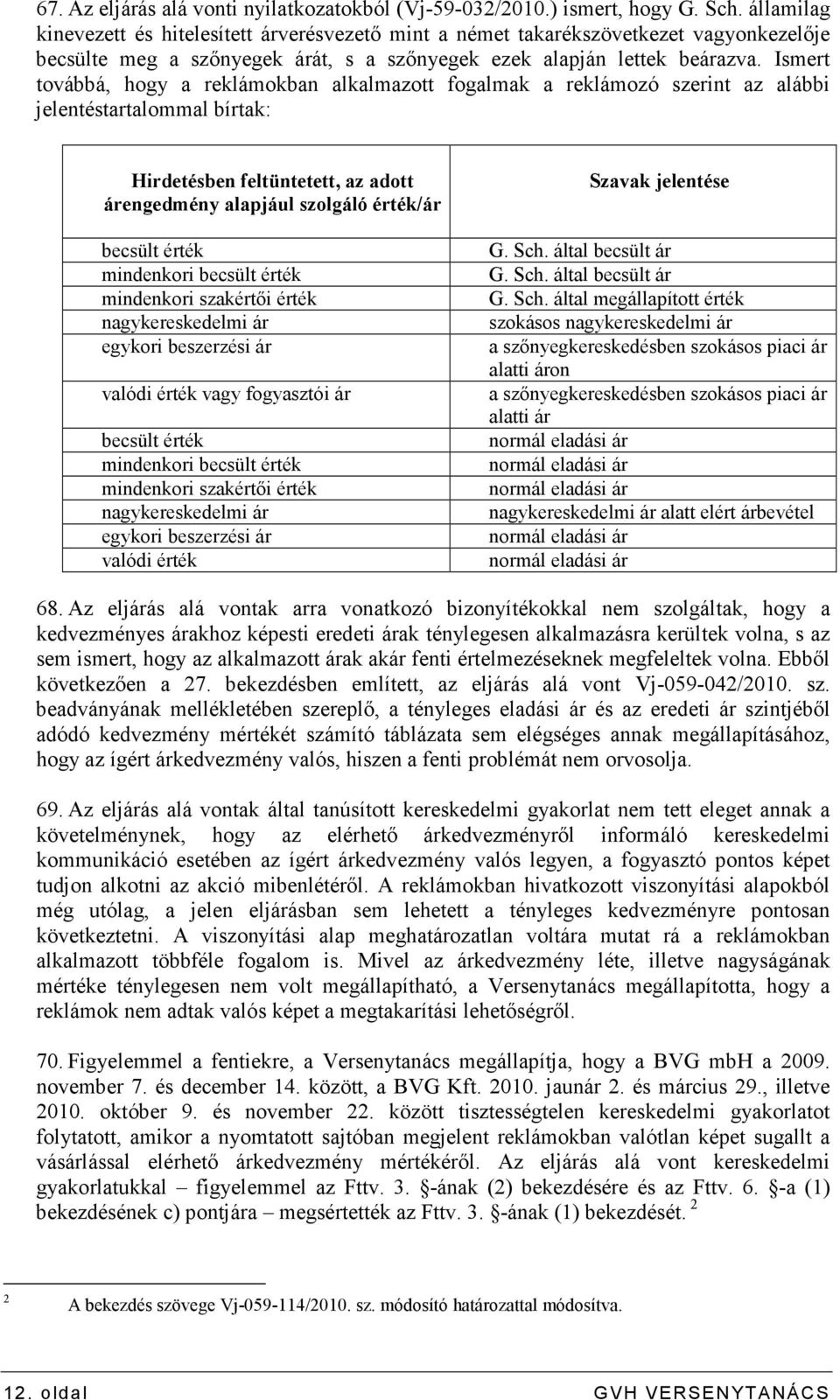 Ismert továbbá, hogy a reklámokban alkalmazott fogalmak a reklámozó szerint az alábbi jelentéstartalommal bírtak: Hirdetésben feltüntetett, az adott árengedmény alapjául szolgáló érték/ár becsült